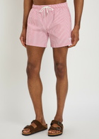 Boss Striped Logo-embroidery Seersucker Swim Shorts Red