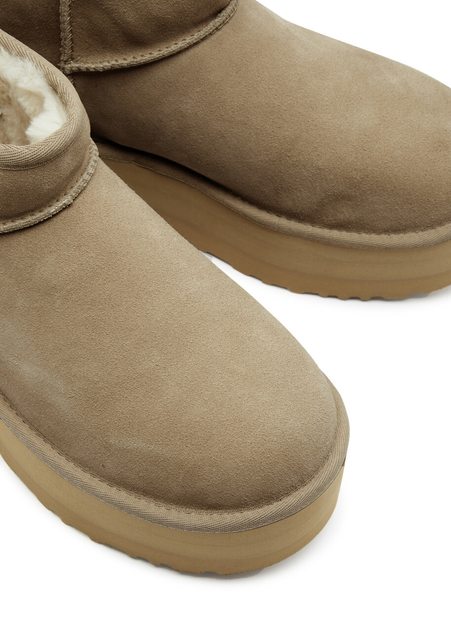 Ugg Classic Ultra Mini Suede Flatform Boots Sand Ugg