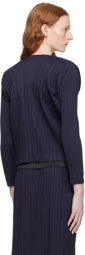 Pleats Please Issey Miyake Navy Buttoned Jacket