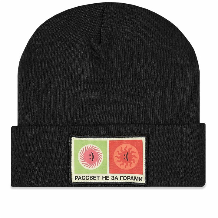 Photo: PACCBET Men's Patch Knit Beanie in Black