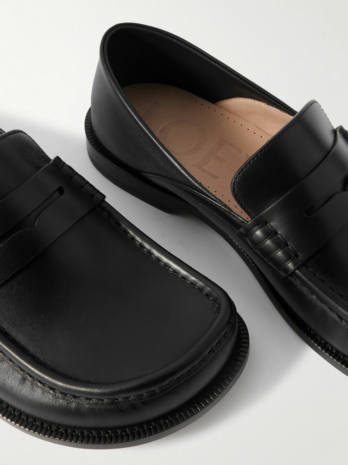 LOEWE - Campo Collapsible-Heel Leather Penny Loafers - Black