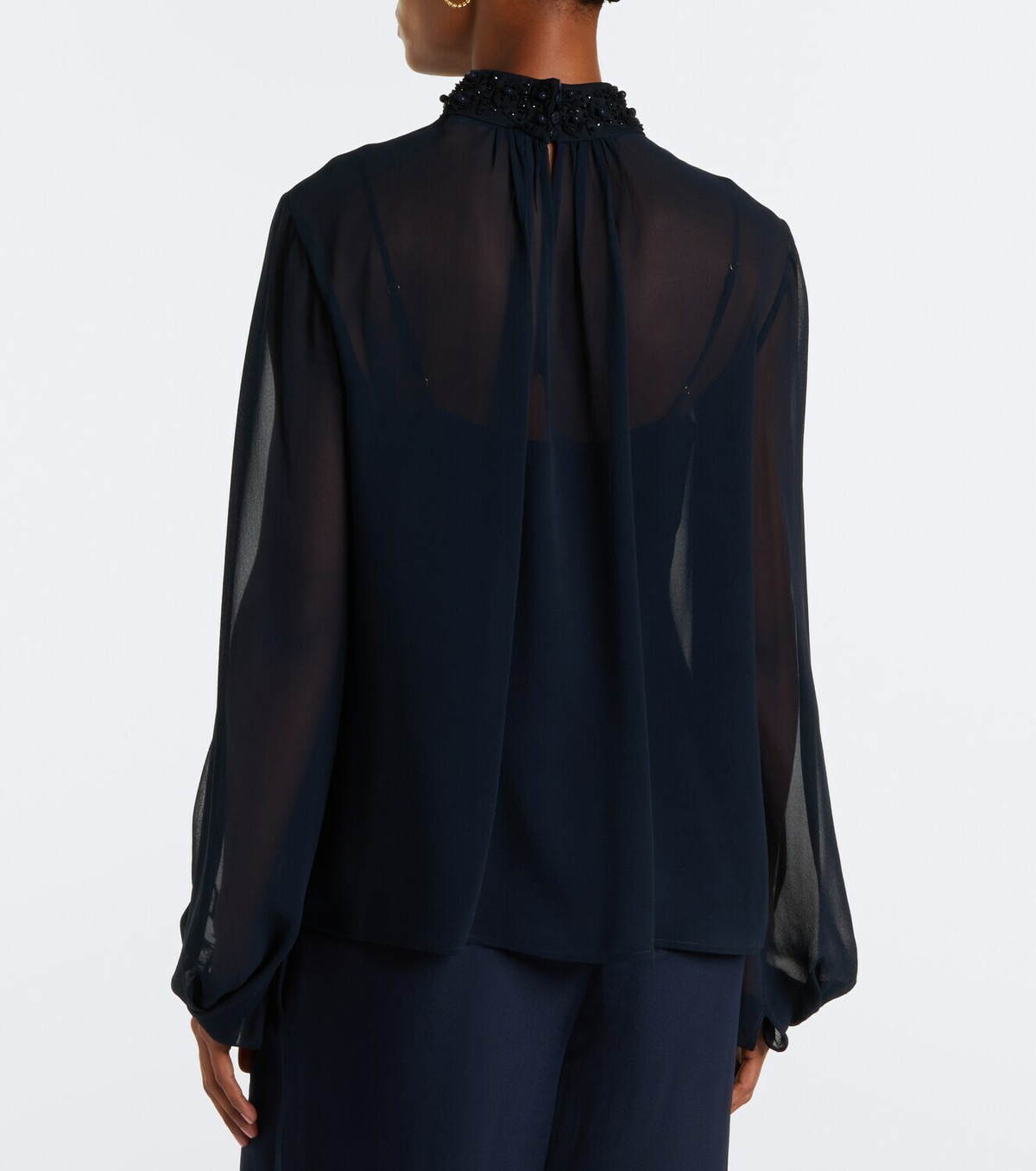 Max Mara Embellished sheer blouse