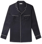 Valentino - Piped Silk-Twill Shirt - Blue