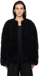 WOOYOUNGMI Black Oversized Fur Jacket