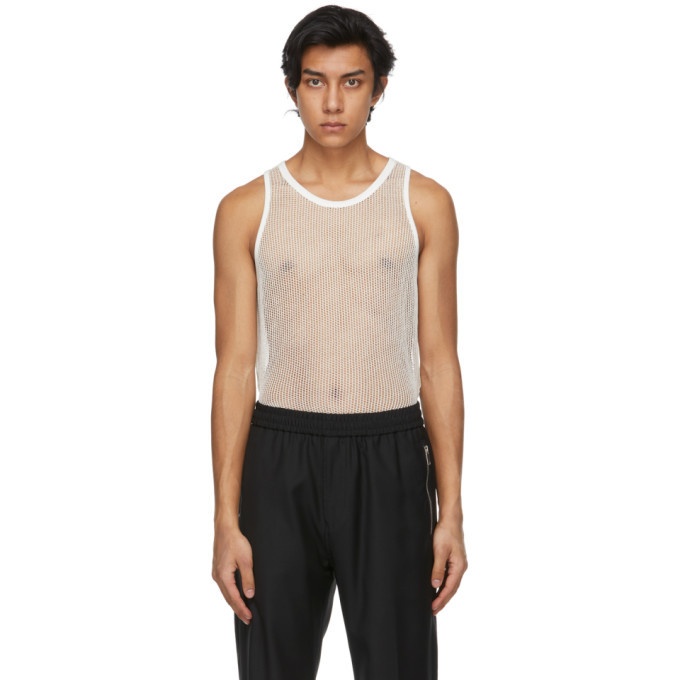 Photo: Givenchy Off-White Metallized Mesh Slim Fit Tank Top