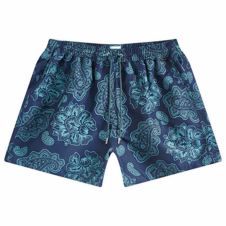 Photo: Paul Smith Men's Paisley Print Swim Shorts in Blue