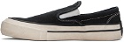 Rhude Black Washed Canvas Slip-On Sneakers