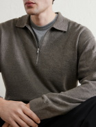 ATON - Linen and Cotton-Blend Half-Zip Polo Sweater - Gray