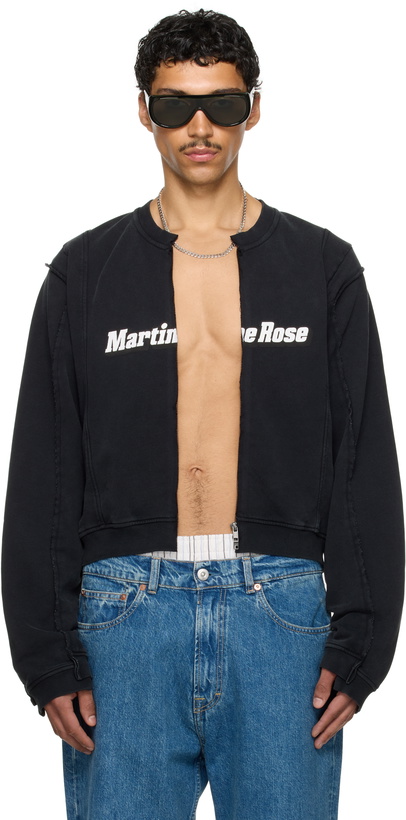 Photo: Martine Rose SSENSE Exclusive Black Shrunken Zip-Up Sweatshirt