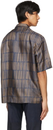 Boss Navy & Brown Silk T-Lord Short Sleeve Shirt