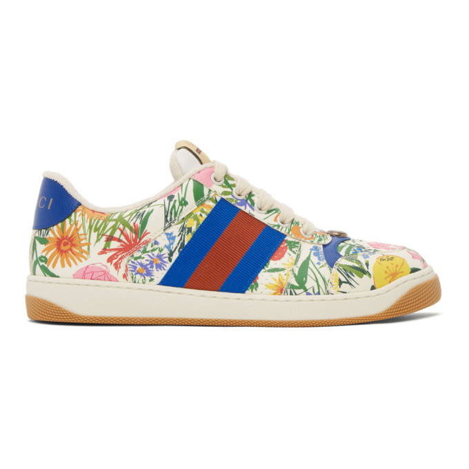 Photo: Gucci White Ken Scott Edition Floral Screener Sneakers