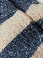 Corgi - Striped Ribbed Merino Wool-Blend Socks - Blue