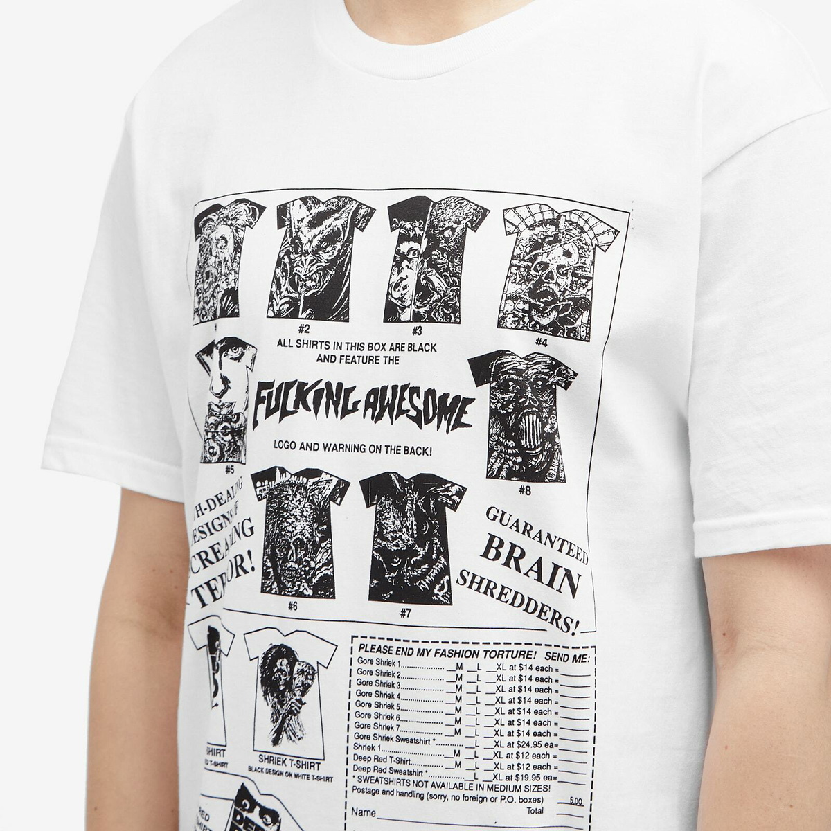 【FUCKING AWESOME】 GORE SHRIEK TEE WHITE Fucking Awesome - Gore Shriek T-Shirt in White – Stoy