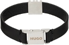 Hugo Black Leather E-Stacked Bracelet