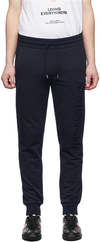 Photo: Moncler Navy Logo Embroidered Lounge Pants