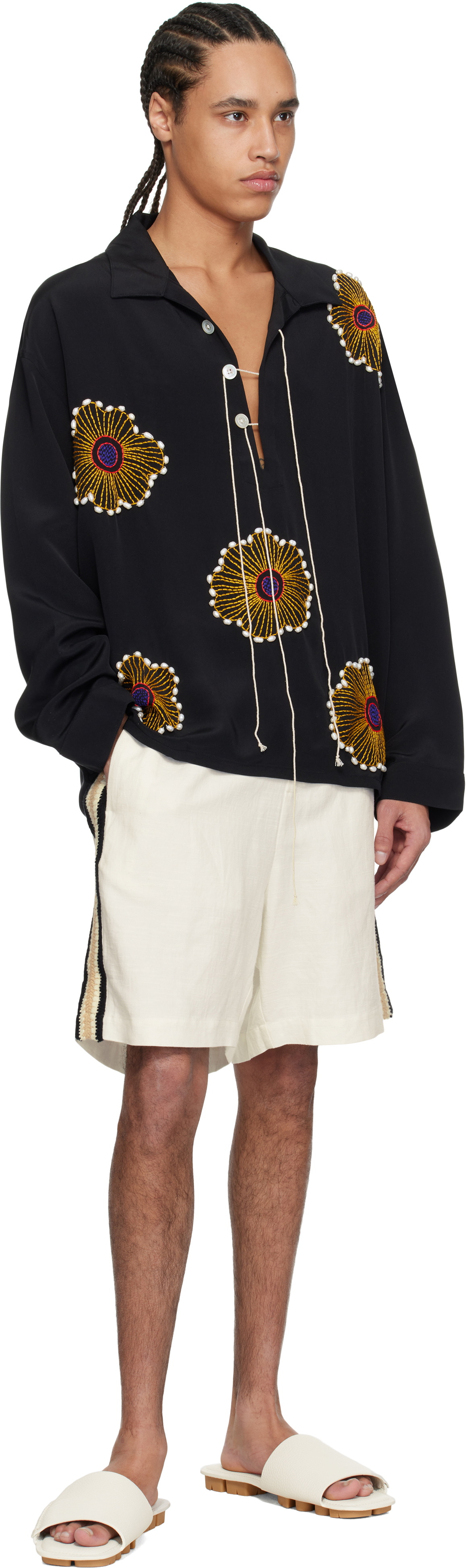Glass Cypress Black Silk Sunflower Shirt