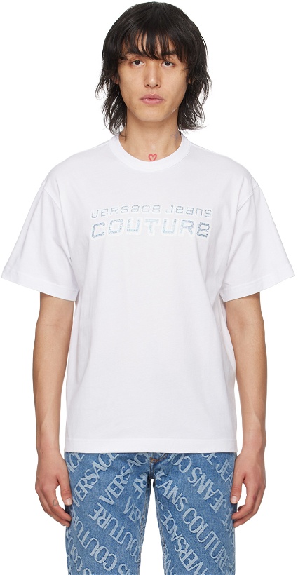 Photo: Versace Jeans Couture White Appliqué T-Shirt