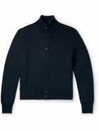 TOM FORD - Ribbed Wool and Silk-Blend Cardigan - Blue