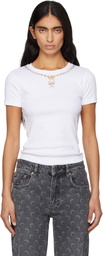 Marine Serre White Trompe L'Oeil Jewelry Jersey Baby Fit T-shirt