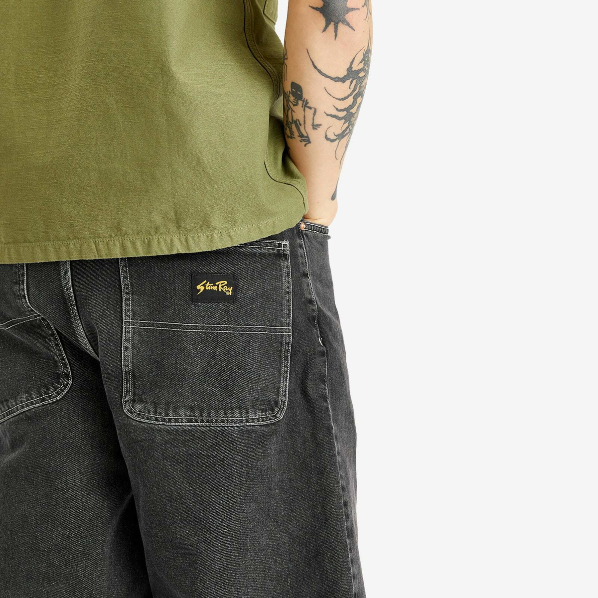 Stan Ray Men's Wide 5 Denim Shorts in Washed Black