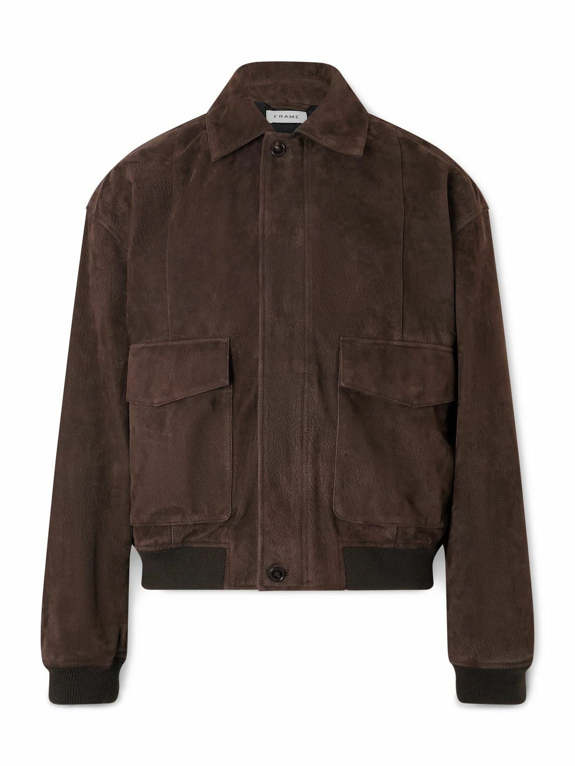 FRAME - Retro Suede Bomber Jacket - Brown