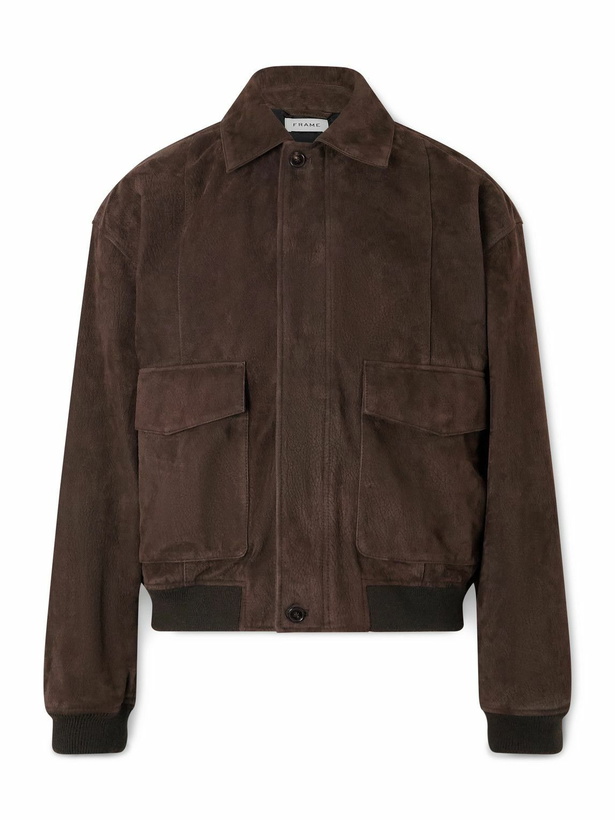 Photo: FRAME - Retro Suede Bomber Jacket - Brown