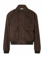 FRAME - Retro Suede Bomber Jacket - Brown
