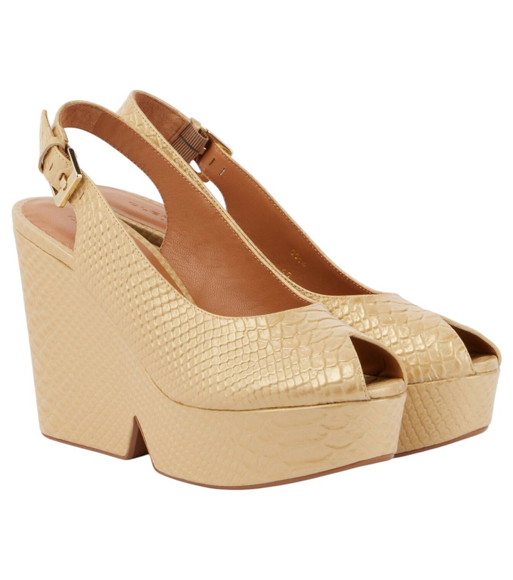 Photo: Clergerie Dylan snake-effect leather wedge pumps