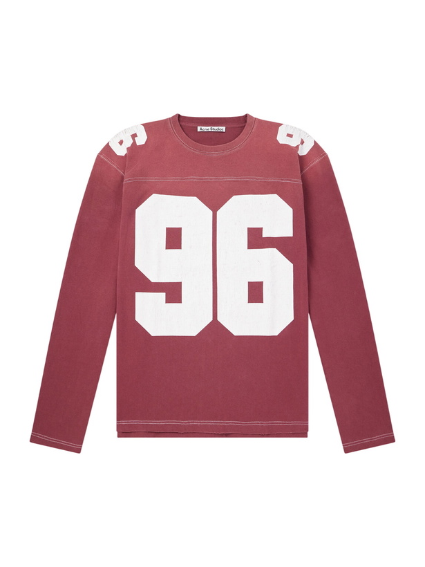 Photo: Acne Studios - Exfold Printed Cotton-Jersey T-Shirt - Red