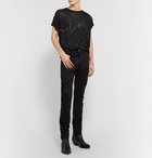 SAINT LAURENT - Metallic Printed Cotton-Jersey T-Shirt - Black