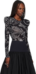 VAQUERA Black Shoulder Pad Bodysuit