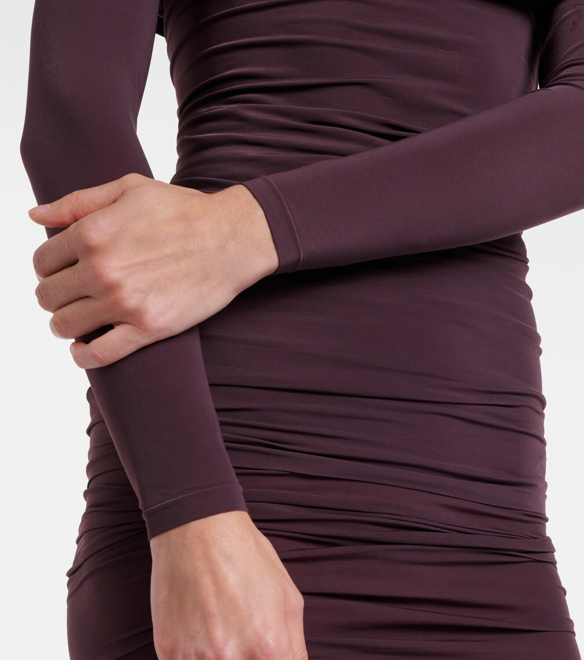 Wolford Ruched semi-sheer off-shoulder top