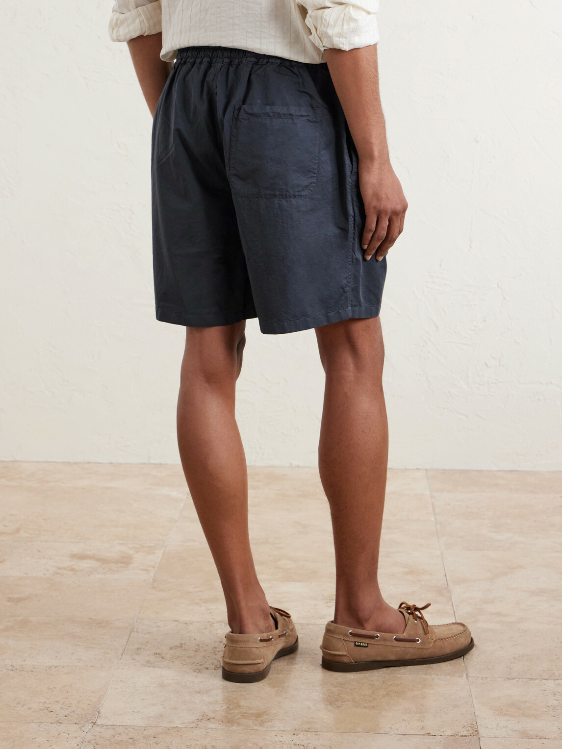 A Kind Of Guise - Volta Straight-Leg Cotton and Linen-Blend Drawstring Shorts - Blue