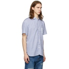 Junya Watanabe White and Blue Dobby Short Sleeve Shirt