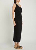 Max Mara One-shoulder Gathered Stretch-jersey Midi Dress Black