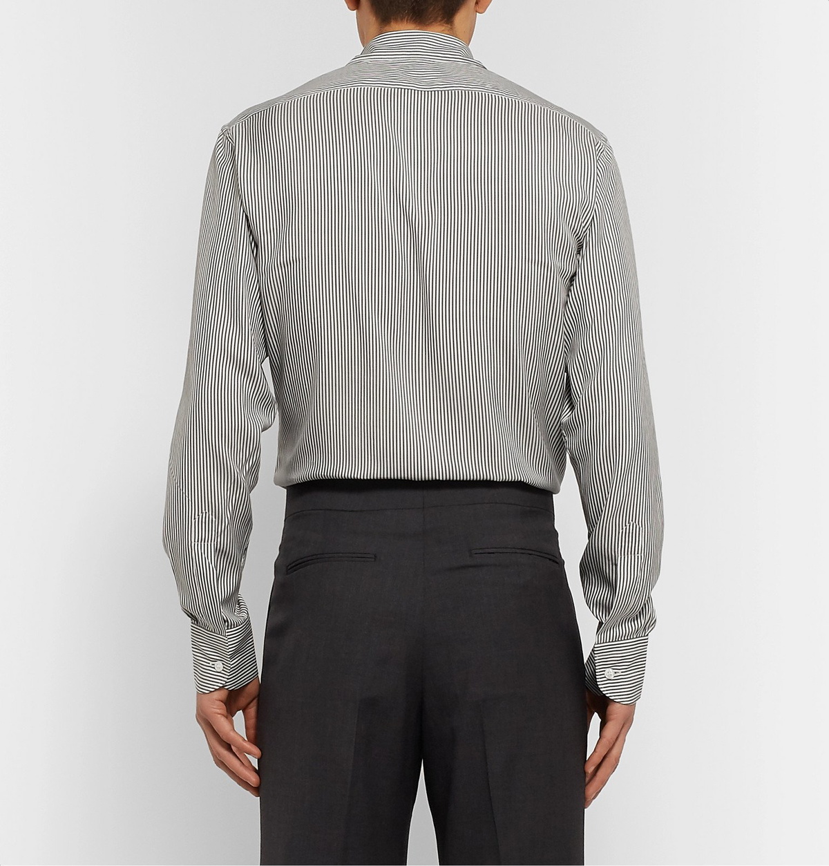 The Row Jasper Black Slim Fit Striped Silk Shirt Black The Row