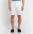 120% - Slim-Fit Garment-Dyed Stretch Linen and Cotton-Blend Twill Shorts - White