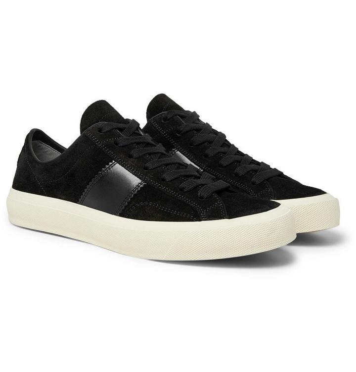 Photo: TOM FORD - Cambridge Leather-Trimmed Suede Sneakers - Black