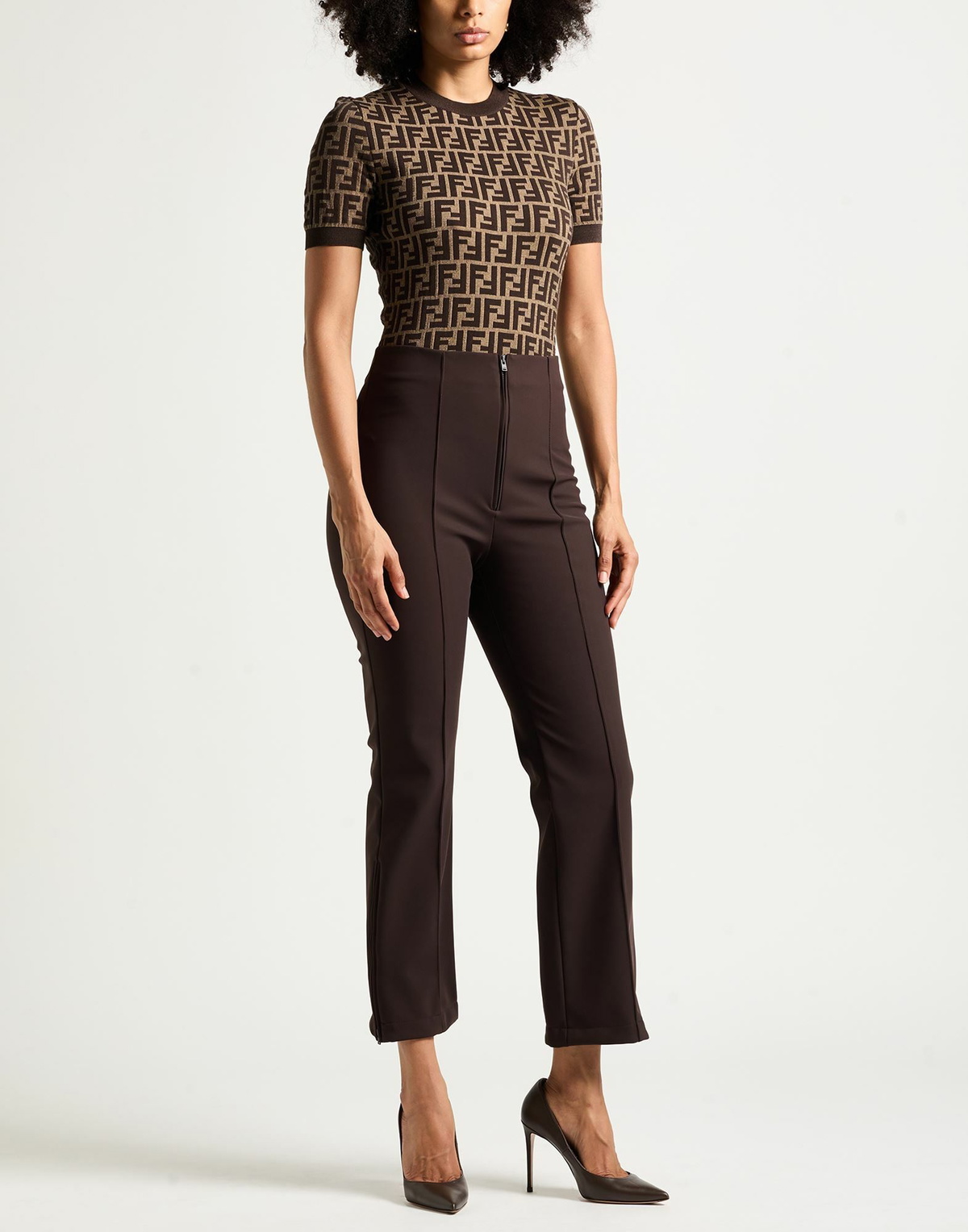 Fendi Womens Sweater Dark in Brown