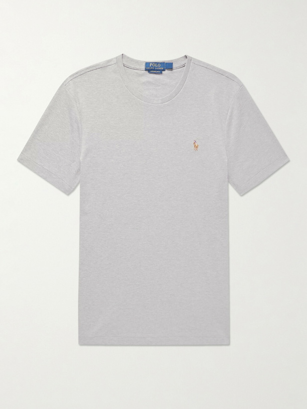 Photo: Polo Ralph Lauren - Slim-Fit Mélange Cotton-Jersey T-Shirt - Gray