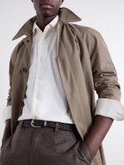 De Petrillo - Cutaway-Collar Brushed Cotton-Twill Shirt - White