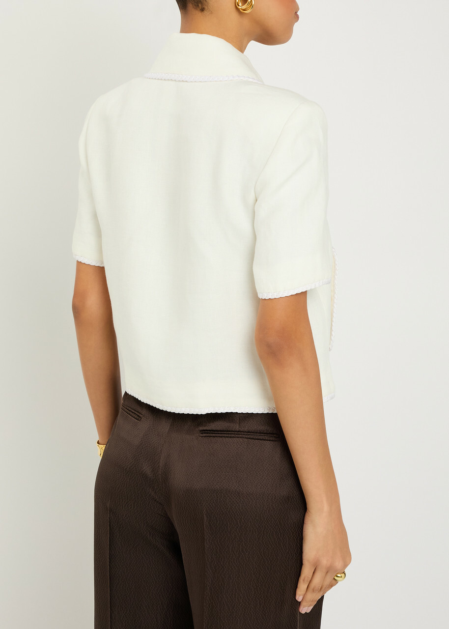 Etro Embroidered Linen Jacket Ivory