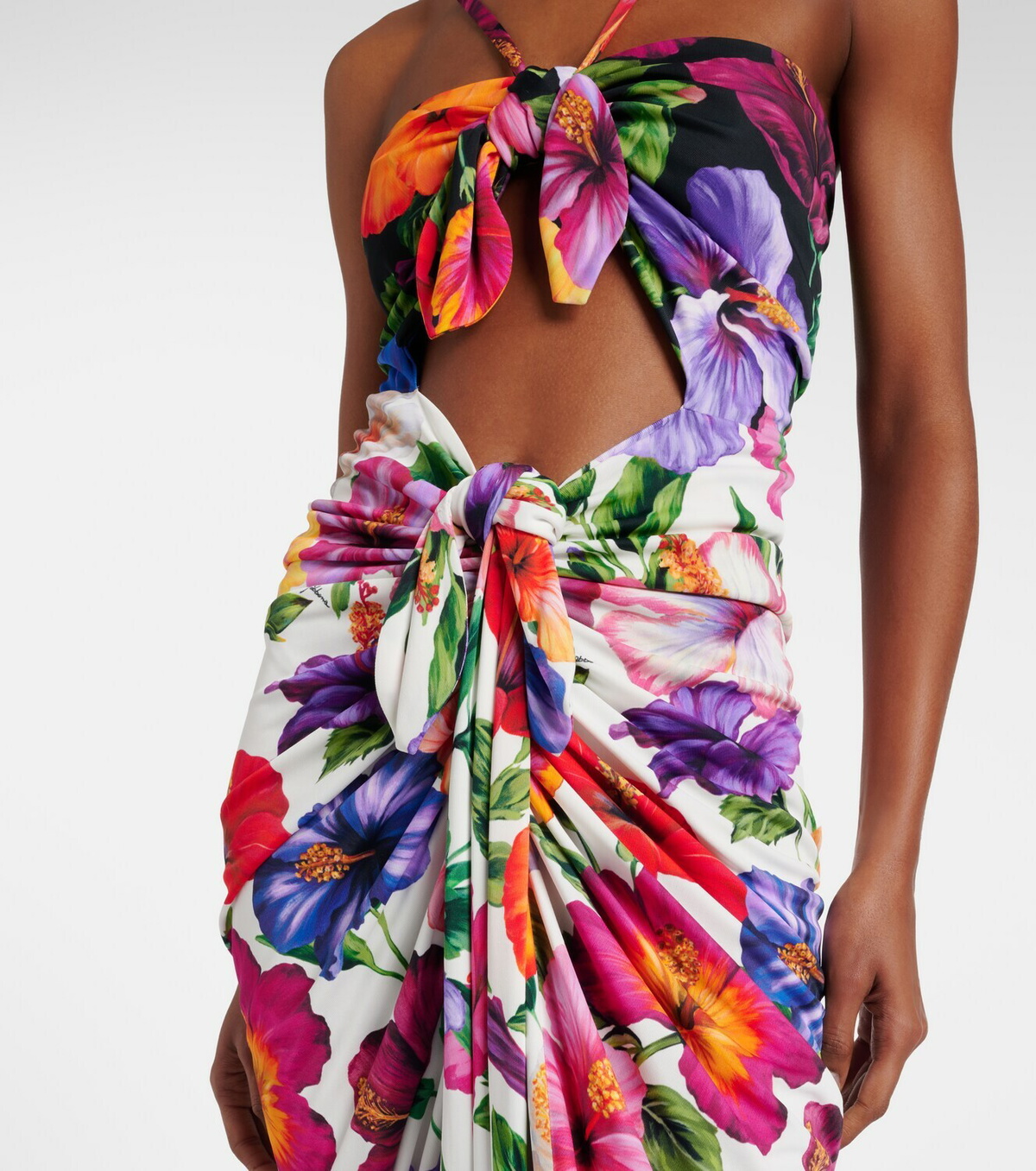 Dolce&Gabbana Floral draped cutout midi dress