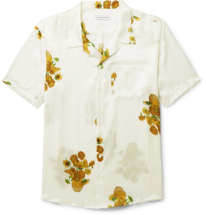Photo: Pop Trading Company - Van Gogh Camp-Collar Printed Silk-Satin Shirt - Neutrals
