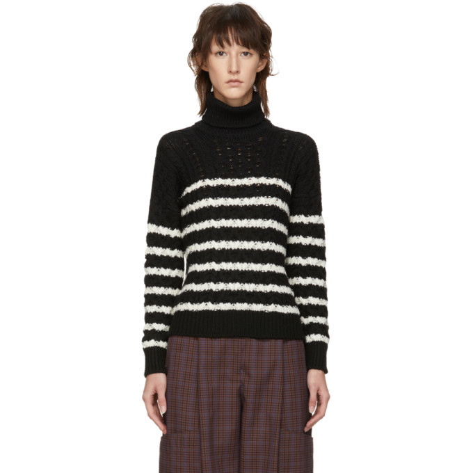 Loewe Black Striped Cable Knit Turtleneck Loewe