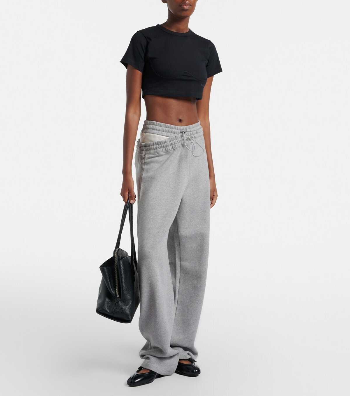 The Attico Cropped cotton jersey T-shirt