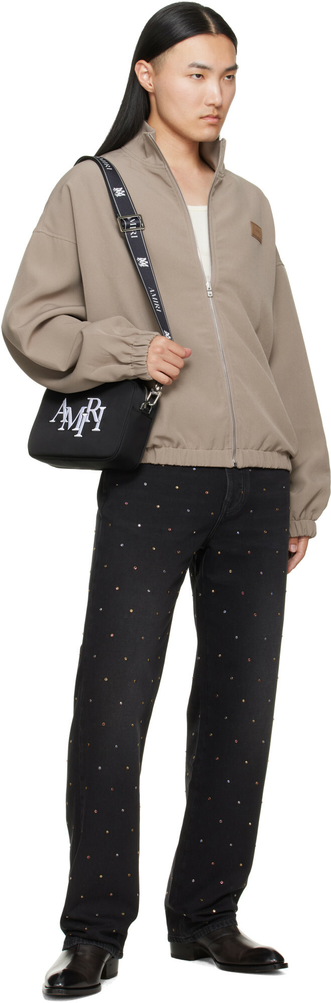 AMIRI Taupe 'Amiri' Patch Cady Track Jacket