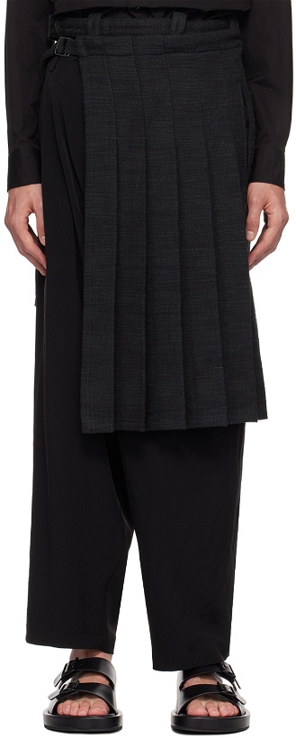 Photo: Yohji Yamamoto Black Pleated Wrap Skirt