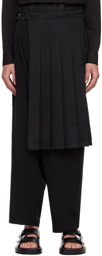 Yohji Yamamoto Black Pleated Wrap Skirt