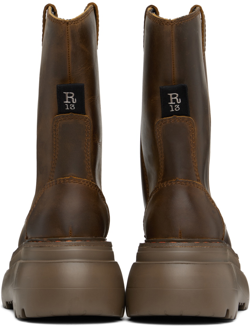 R13 Brown Chunky Workwear Boots